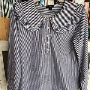 J.Crew Striped Ruffle Collar Shirt